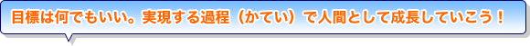 目標は何でもいい。実現する過程（かてい）で人間として成長していこう！